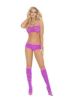 BOOTY SHORT CAMI & KNEE HIGH STOCKING PURPLE/PINK O/S
