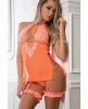 3PC HALTER O-RING BABYDOLL & PANTY GARTER